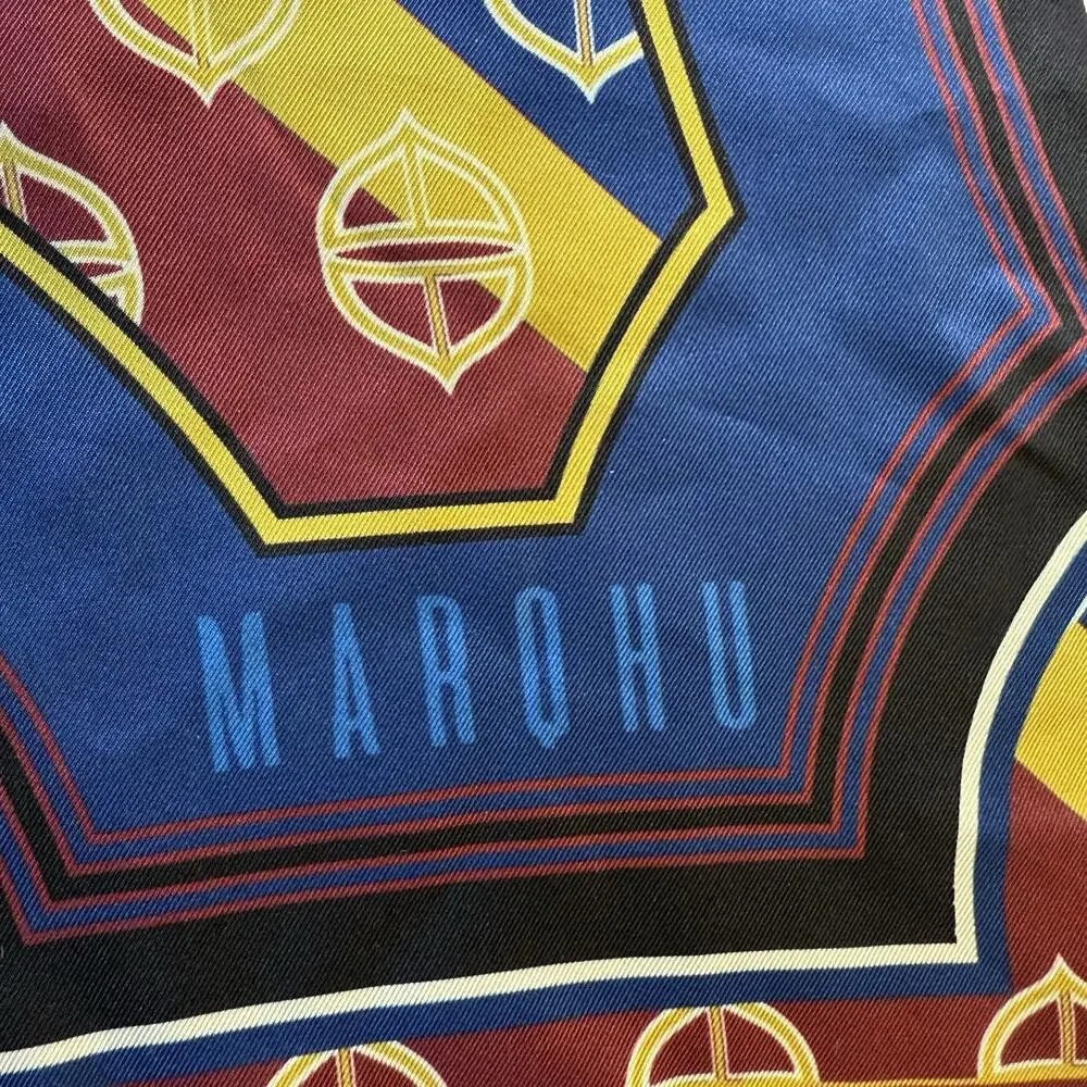 Equestrian Silk Scarf Horses Blue Burgundy 34” Carousel